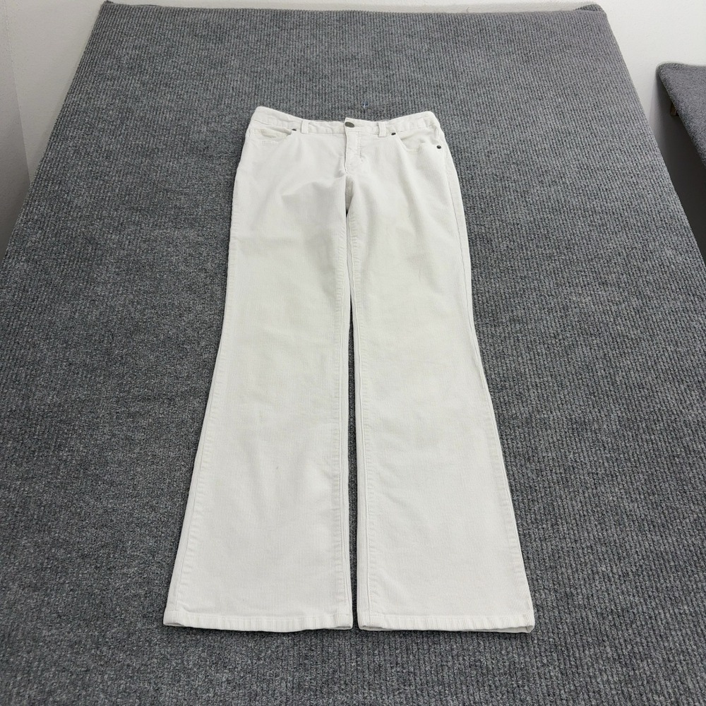 Lands End Pants Womens 6 White Corduroy Flare Bootcut Classic Casual Style